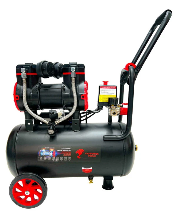 Catpower 24 Litre Sessiz Hava Kompresörü 1.5 Hp Bakır Sargı Motor 8 Bar 5 Parça Havalı Setli - 3