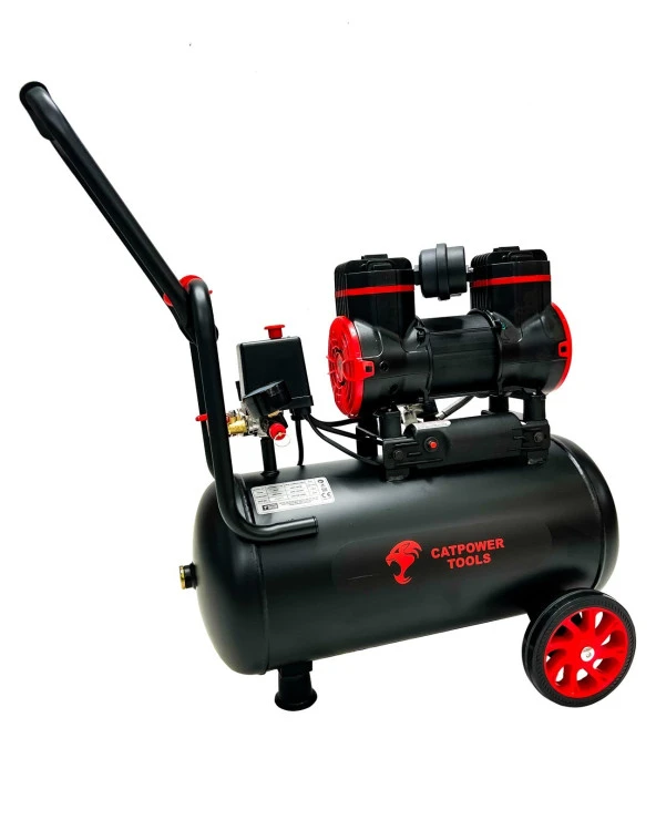 Catpower 24 Litre Sessiz Hava Kompresörü 1.5 Hp Bakır Sargı Motor 8 Bar 5 Parça Havalı Setli - 6