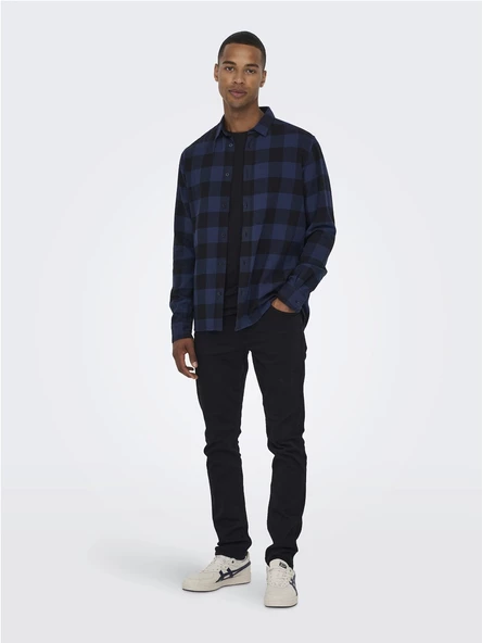 ONLY & SONS Erkek Kareli Uzun Kollu Gömlek 22007112 - Resim 3