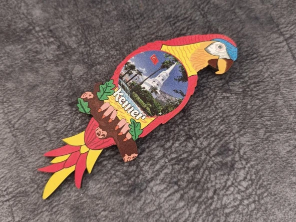 Magnet Papağan Kuş Hayvan Buzdolabı Süsü Ahşap Magnet Mıknatıslı Hediyelik Eşya - 2