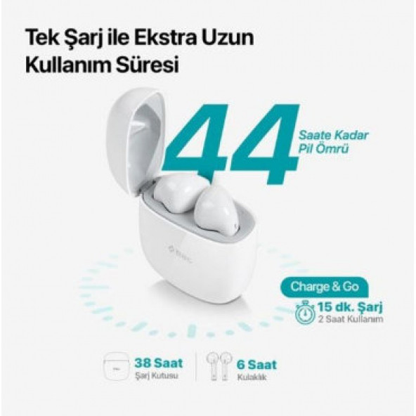 Ttec Airbeat Go Bluetooth 5.1 Kulakiçi Kulaklık Kablosuz Beyaz - 5