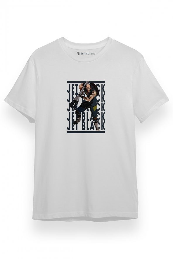 Cowboy Bebop Action Anime Character Jet Black Beyaz Kısa kol Erkek Tshirt - 1