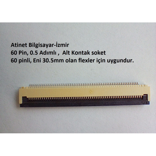 60 Pin 0.5 Adımlı Flex Soketi Flex Ffc Konnektörü 60-0.5-Alt