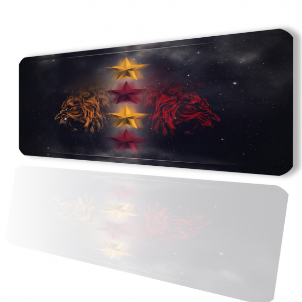 SonicTouch Sarı Kırmızı Yıldız Temalı Kaydırmaz Gaming Oyuncu Dikişsiz Klavye Mouse Pad 32x70cm