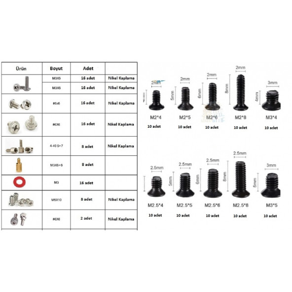 Yate10 206 Parça Laptop+Pc Kasa Vidası Büyük Kutulu - 4