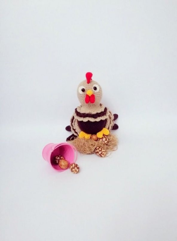 Süslü Tavuk Amigurumi Organik Oyuncak - 1