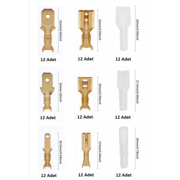 Yate10 108 Adet Bakır Terminal Konnektör Seti Kutulu - 4