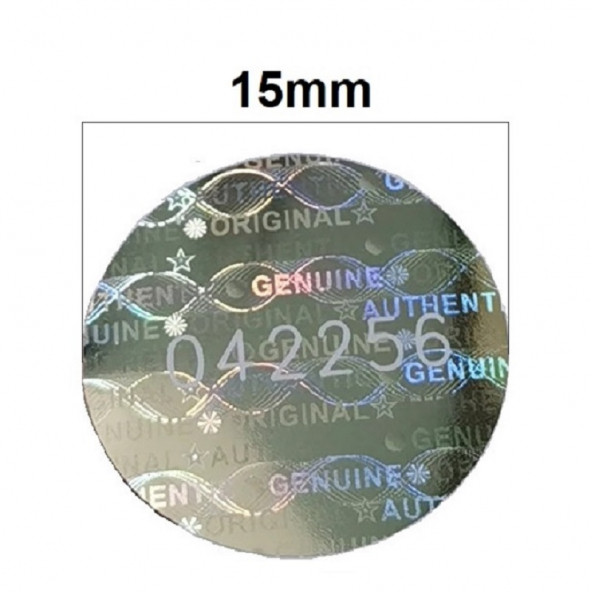 Yate10 1000 adet 15mm Dairesel Seri Nolu Hologramlı Etiket