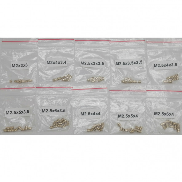 Yate10 100 Adet Laptop Dişi Pirinç Somun Seti Kilitli Poşetli - 2