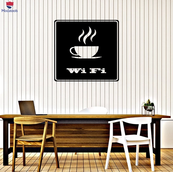 Duvar Ofis, Çalışma Odası Sticker İnternet Cafe Kahve ve World Wide Web Wifi Bölgesi Eşsiz Hediyelik