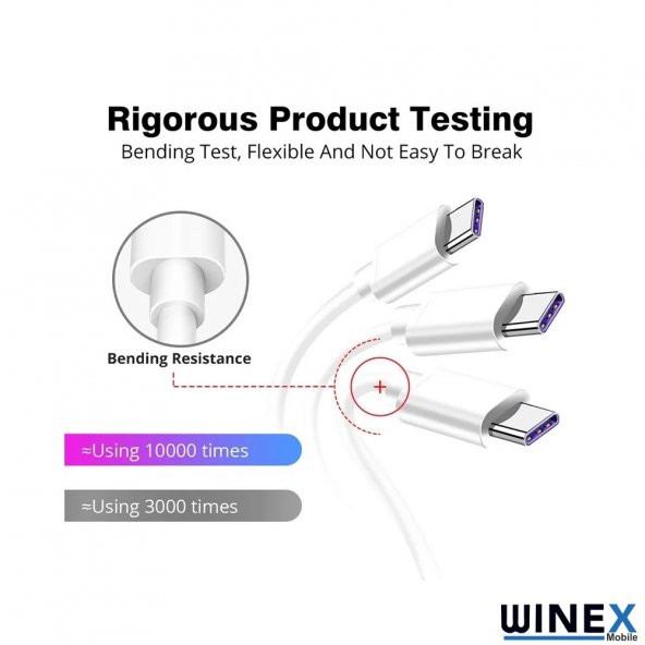 Winex 2in1 5A 120W UsbA to Type-C ve Lightning Hızlı Data ve Şarj Kablosu 120cm - 5