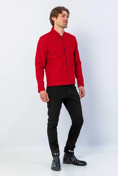Erkek Regular Fit  Pilot Yaka Fermuarlı Cepli Kışlık Astarsız Kaşe Mont - 9