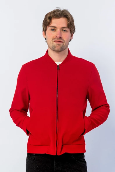 Erkek Regular Fit  Pilot Yaka Fermuarlı Cepli Kışlık Astarsız Kaşe Mont - 8