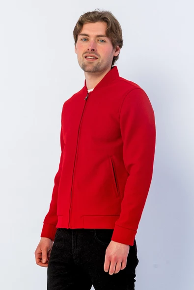 Erkek Regular Fit  Pilot Yaka Fermuarlı Cepli Kışlık Astarsız Kaşe Mont - 10