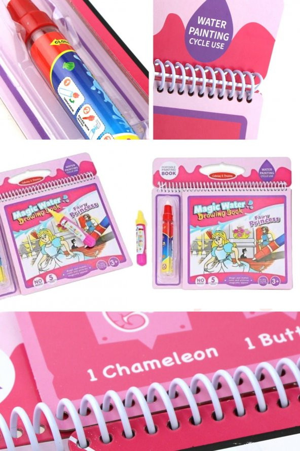 Sihirli Boyama Kitabı Fairy Princess Pembe Model Sihirli Su Çizim Kitap Kalem Boyama - 3