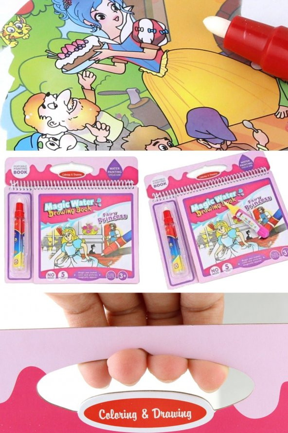 Sihirli Boyama Kitabı Fairy Princess Pembe Model Sihirli Su Çizim Kitap Kalem Boyama - 4