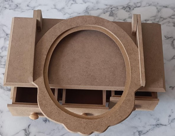 Hobi Adn 90205 Makyaj Kutu 3 Çekmece Aynalı Ahşap MDF HAM Kutuda Sevk El Yapım - 3