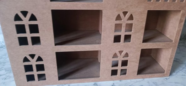 Hobi Adn Oyuncak Ev 3 Katlı Windows Penceri MODEL Ahşap MDF HAM El Yapım - 3