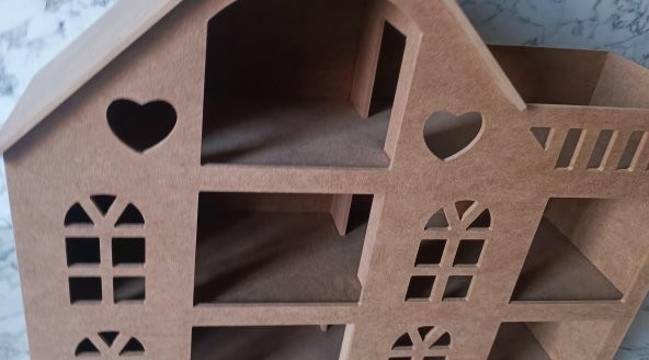 Hobi Adn Oyuncak Ev 3 Katlı Windows Penceri MODEL Ahşap MDF HAM El Yapım - 4
