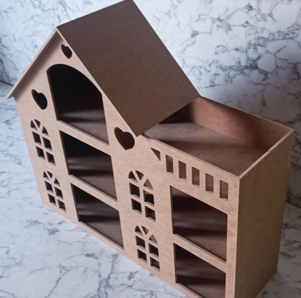 Hobi Adn Oyuncak Ev 3 Katlı Windows Penceri MODEL Ahşap MDF HAM El Yapım - 5