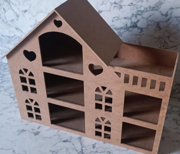 Hobi Adn Oyuncak Ev 3 Katlı Windows Penceri MODEL Ahşap MDF HAM El Yapım - 6