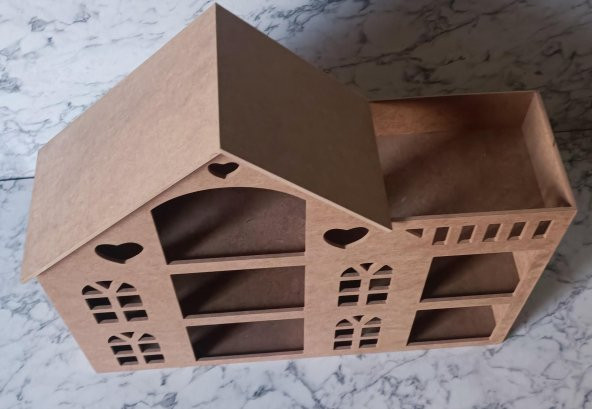 Hobi Adn Oyuncak Ev 3 Katlı Windows Penceri MODEL Ahşap MDF HAM El Yapım - 7