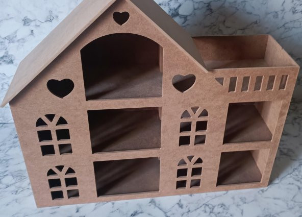 Hobi Adn Oyuncak Ev 3 Katlı Windows Penceri MODEL Ahşap MDF HAM El Yapım - 9