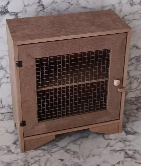 Hobi Adn 90211 Tezgah Üstü Çok Amaçlı Telli Dolap Ahşap MDF HAM El yapım - 6