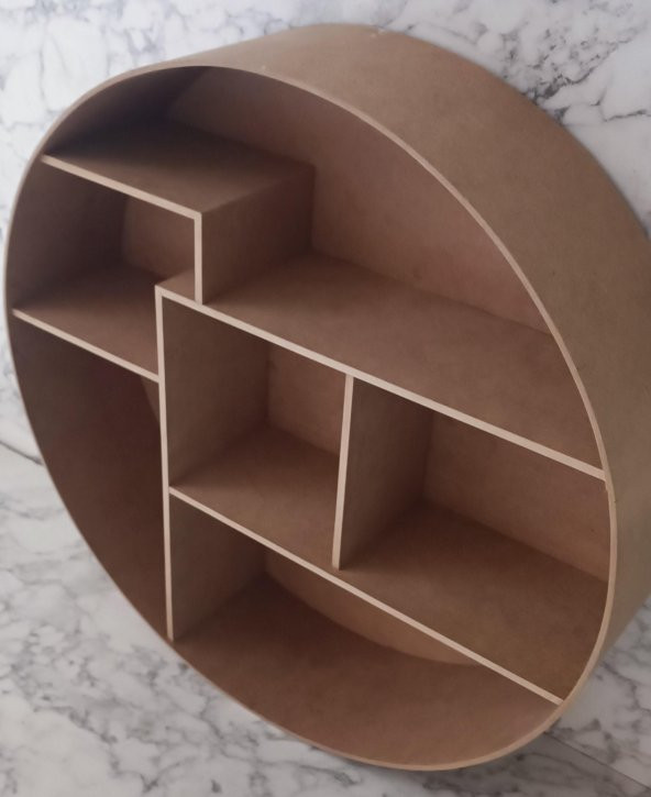 1448bng90212Hobi Adn Yuvarlak Raf KİTAPLIK Terek Ahşap MDF HAM Kutuda Sevk El Yapım - 5