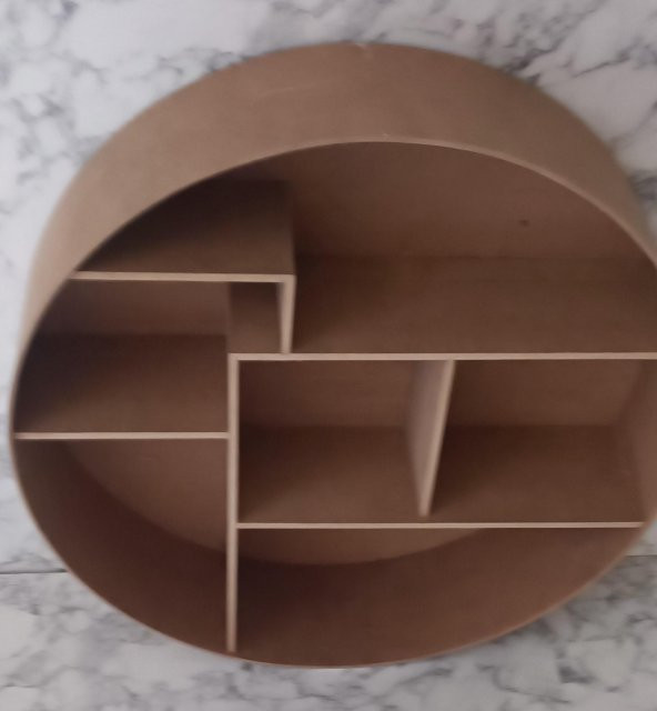 1448bng90212Hobi Adn Yuvarlak Raf  KİTAPLIK Terek Ahşap MDF HAM Kutuda Sevk El Yapım - 6