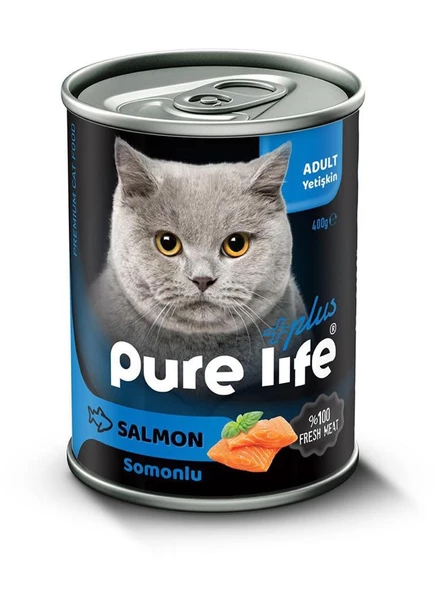 Purelife Plus Konserve Somonlu Yetişkin Kedi Maması 400 gr