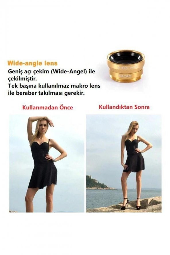 Geniş Açı Balık Gözü Lens Seti Balıkgözü Makro Telefon Lensi Universal - 8