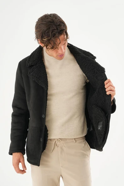 Cekmon Erkek İçi Kürklü Regular Fit Süet Kışlık Mont - Resim 8