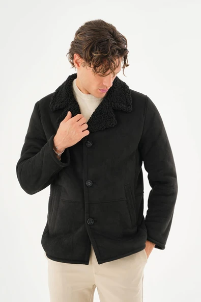 Cekmon Erkek İçi Kürklü Regular Fit Süet Kışlık Mont - Resim 2