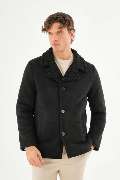 Cekmon Erkek İçi Kürklü Regular Fit Süet Kışlık Mont ürün görseli 1