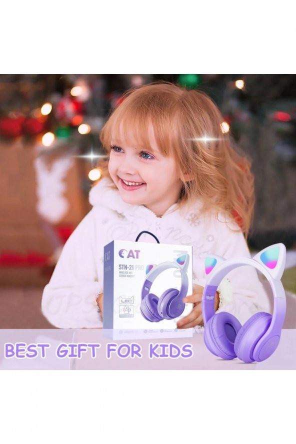 Kedi Kulaklık Pro 5.3  Rgb Led Bluetooth Kablosuz Kedi Kulaklık Çocuk - 5