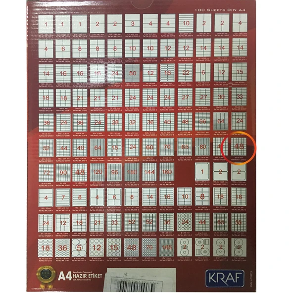 KRAF LASER ETIKET 2348 35x35 (48x100=4800)HB1348 - 2