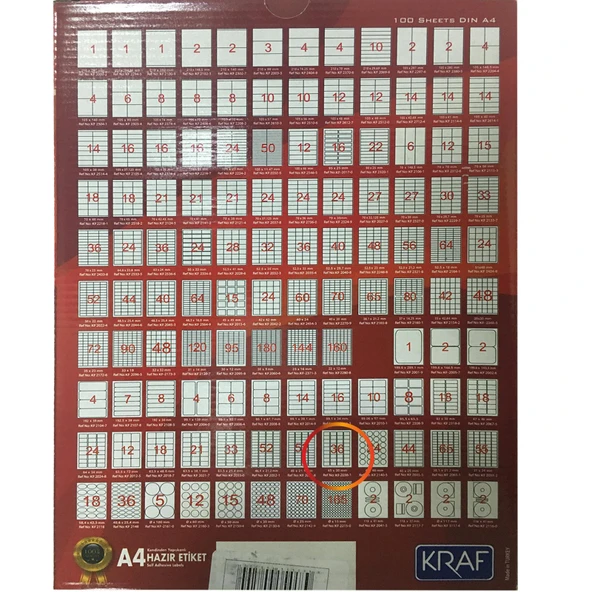 KRAF LASER ETIKET 2036 45x30 (36x100=3600)HB2036 - 2