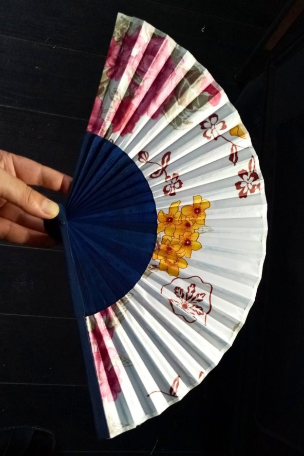 Japon Bambu Kumaş Yelpaze Çanta Boy Stant Hediyeli No.88 - 6