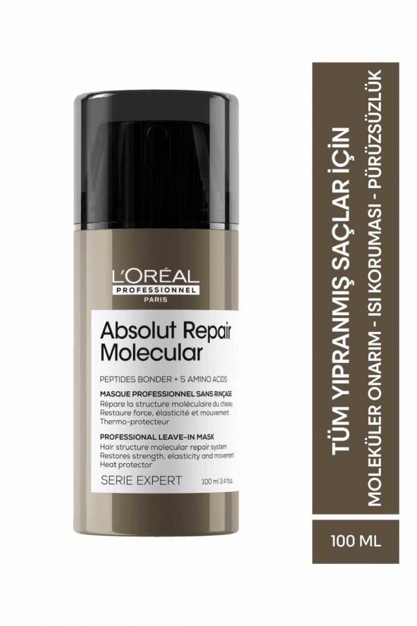 Loreal Professionnel Serie Expert Absolut Repair Molecular Tüm Yıpranmış Saçlar İçin Durulanmayan Maske 100 ml ürün görseli