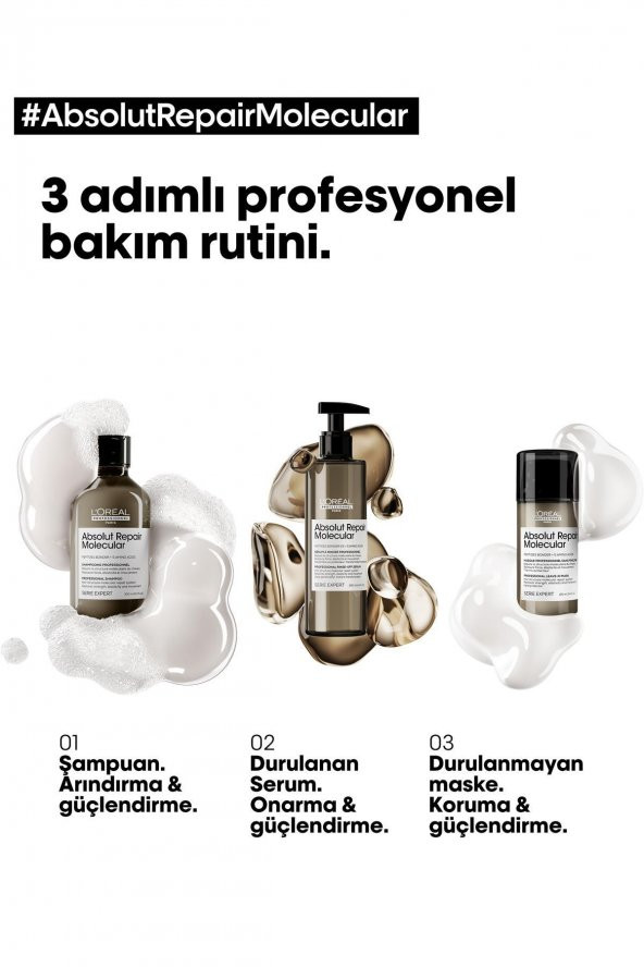 Loreal Professionnel Serie Expert Absolut Repair Molecular Tüm Yıpranmış Saçlar İçin Durulanmayan Maske 100 ml - Resim 4