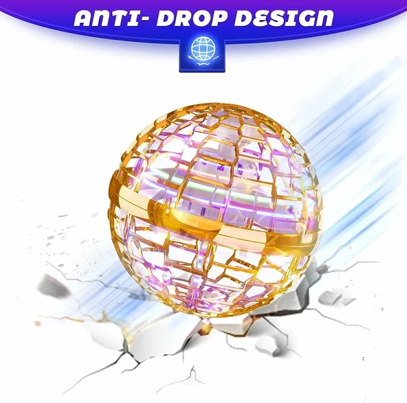 FLYNOVA Uçan Top Oyuncak, Bumerang El Kontrollü Mini Drone - Altın - 4