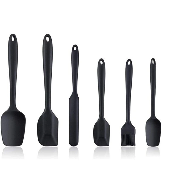 Siyah Silikon Spatula kaşık Seti 6 Parça. Siyah tek parçalı - 3