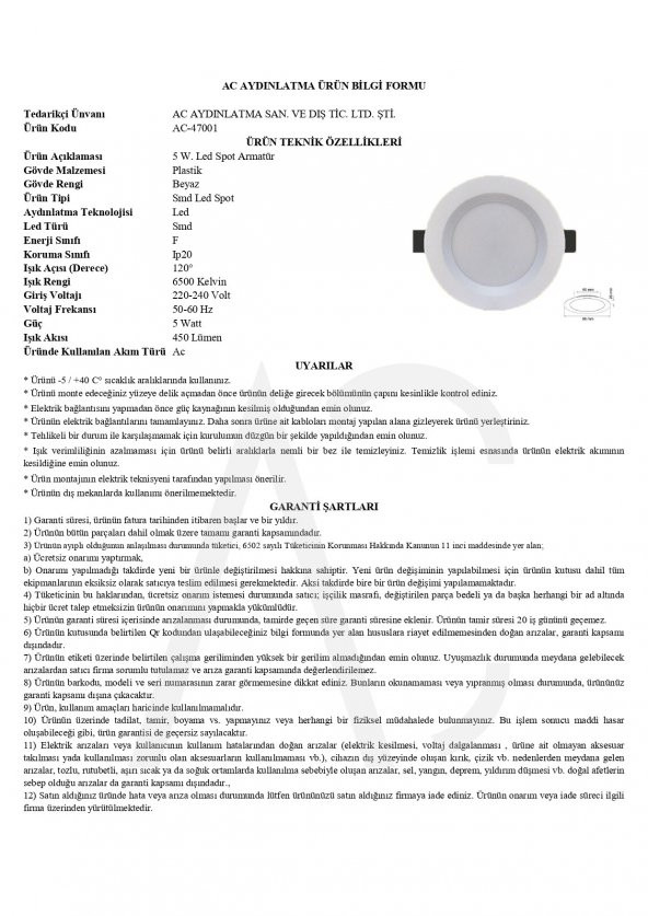 5W Smd Led Plastik Spot Beyaz Beyaz Işık 2 Adet - 2