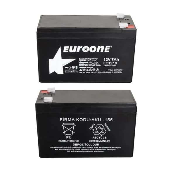 AytEuroone EO127.0 12 Volt 7 Amper Akü 150x65x90 mm Bakımsız Kuru Akü - 2