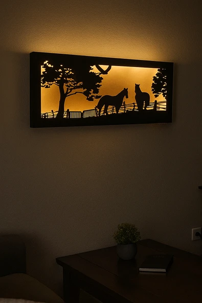 Dekoratif Ledli At Çiftliği Tablo Hediyelik Gece Lambası
