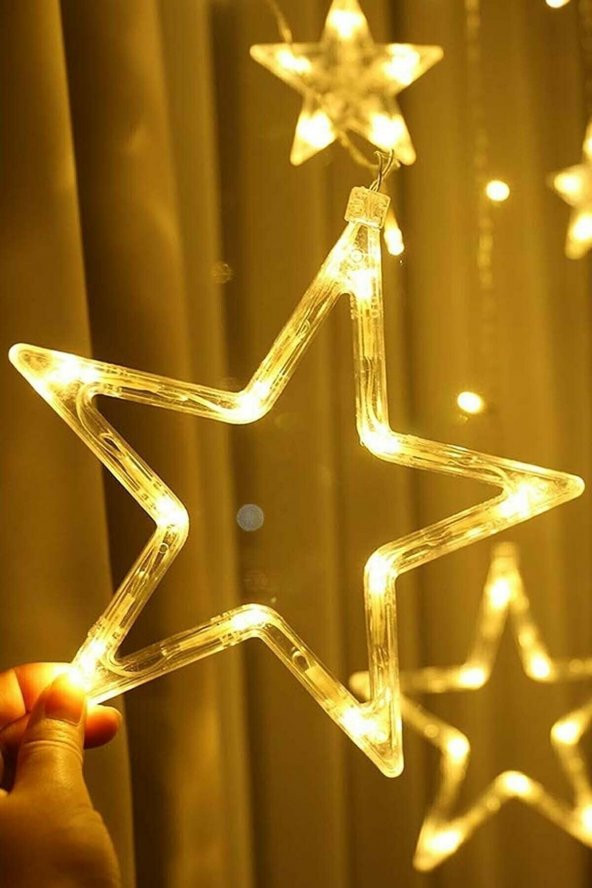 8 Fonksiyonlu Yıldız Perde Ledli 12 Sarkıt Led - Resim 3