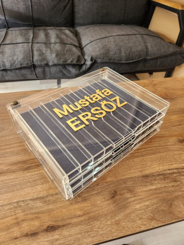 Modern Kreasyon Tesbihlik Takı Kolye Tesbih Kutusu Şeffaf Pleksi 3 Katlı 30 Bölmeli