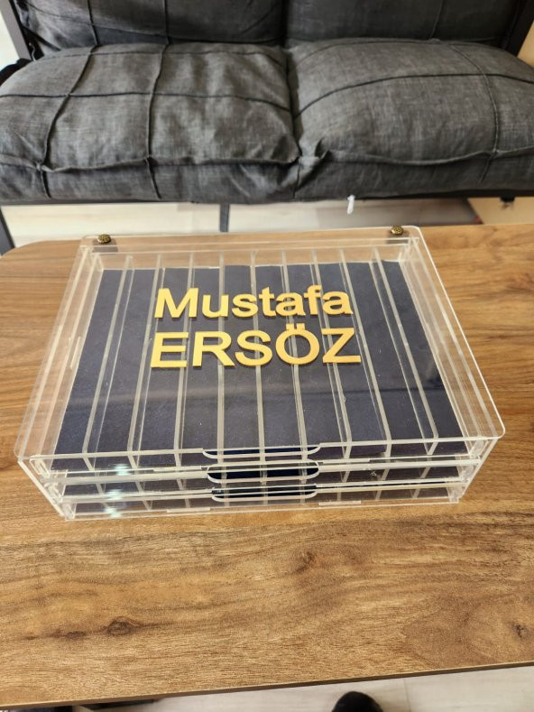 Modern Kreasyon Tesbihlik Takı Kolye Tesbih Kutusu Şeffaf Pleksi 3 Katlı 30 Bölmeli - 3