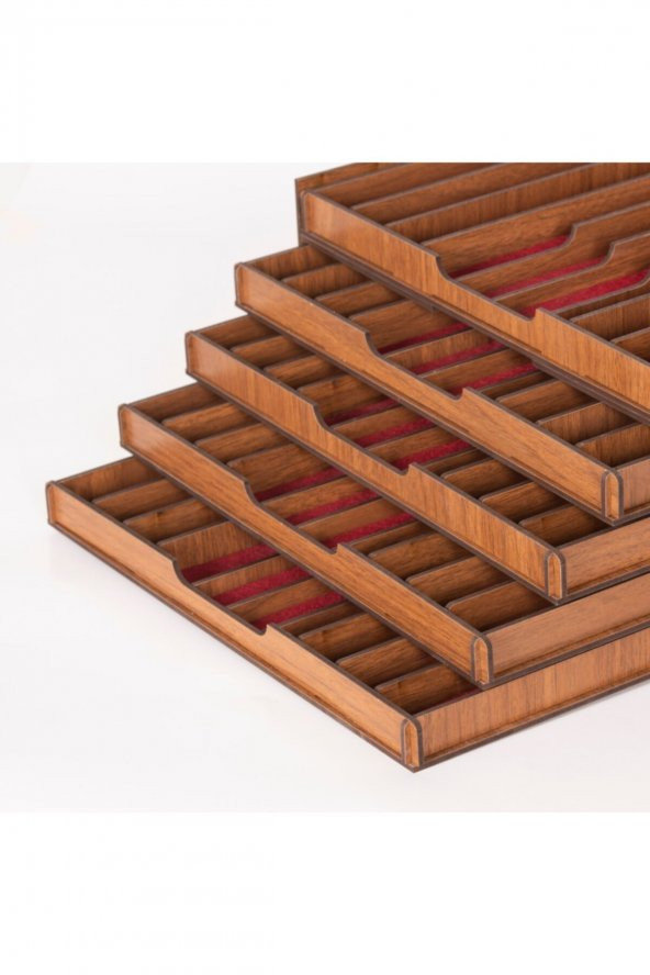 Hediyelik MDF Tesbih Kutusu Ahşap 5 Katlı Tesbihlik ( 50 li) - 3